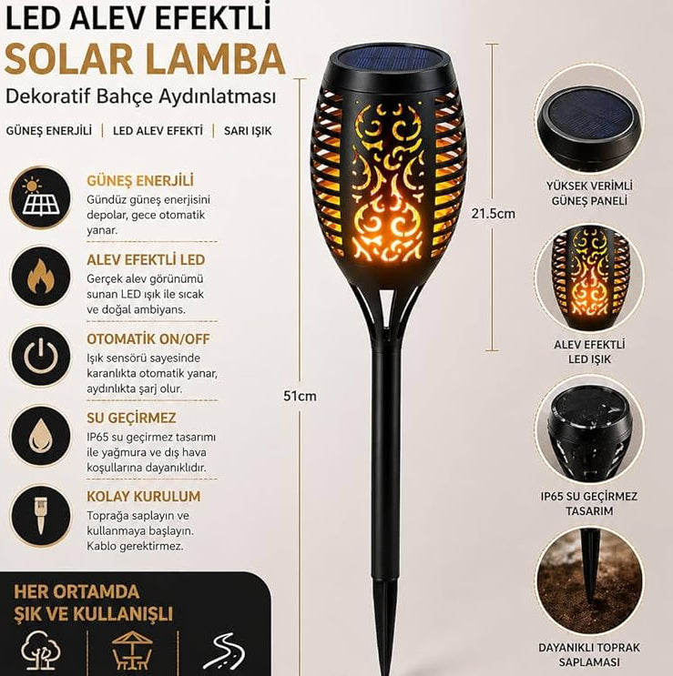 Alev Desenli Solar Bahce Ledi